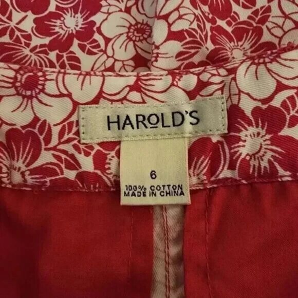 Harold's Women's Pink Floral Cotton Side Slit Casual Round Hem Mini Skirt Size 6 - Picture 5 of 6